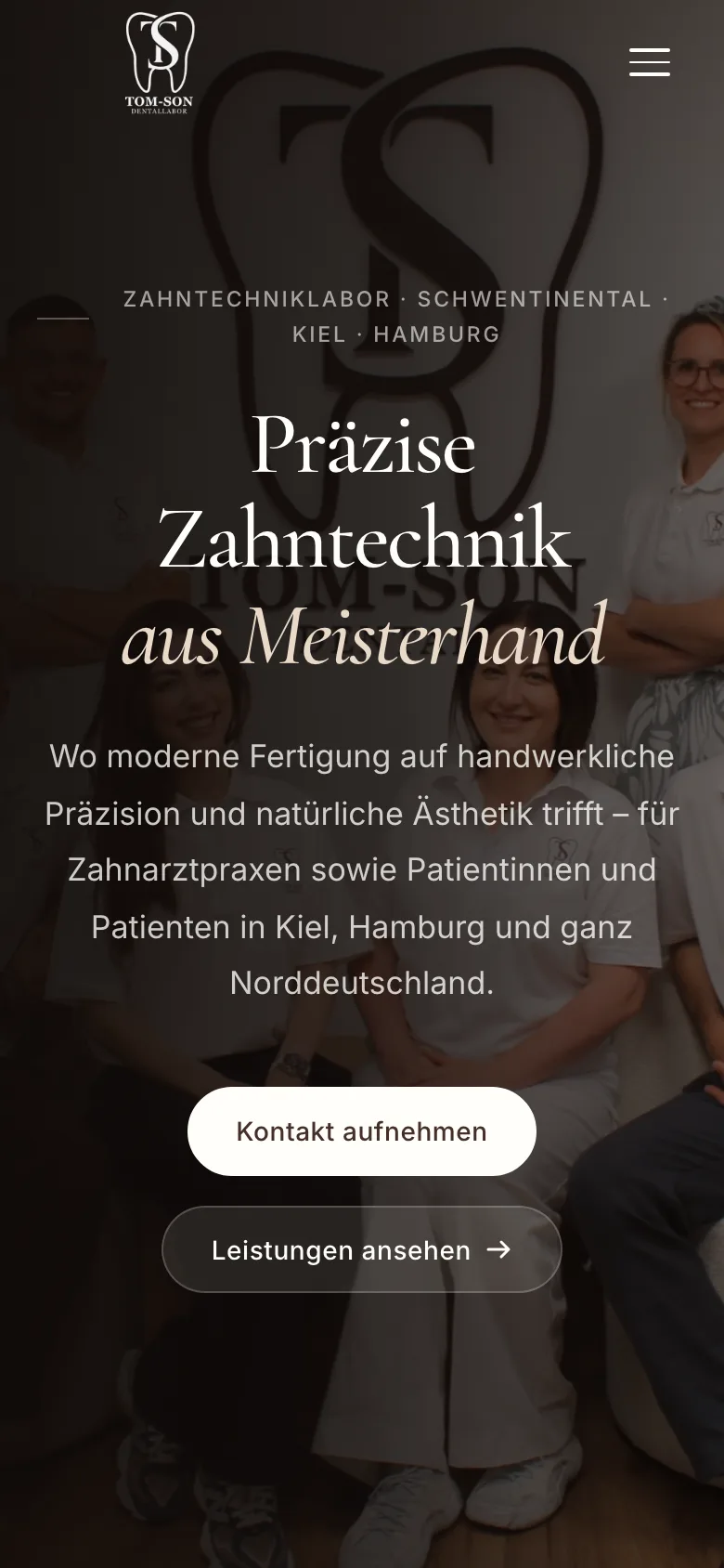 Tomson Dental — Mobile-Ansicht